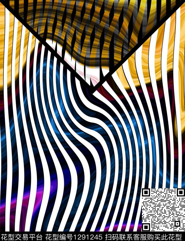 几何线条创意数码印花华亿平台下载（图片编号: 1291245） - 瓦栏（Walan）