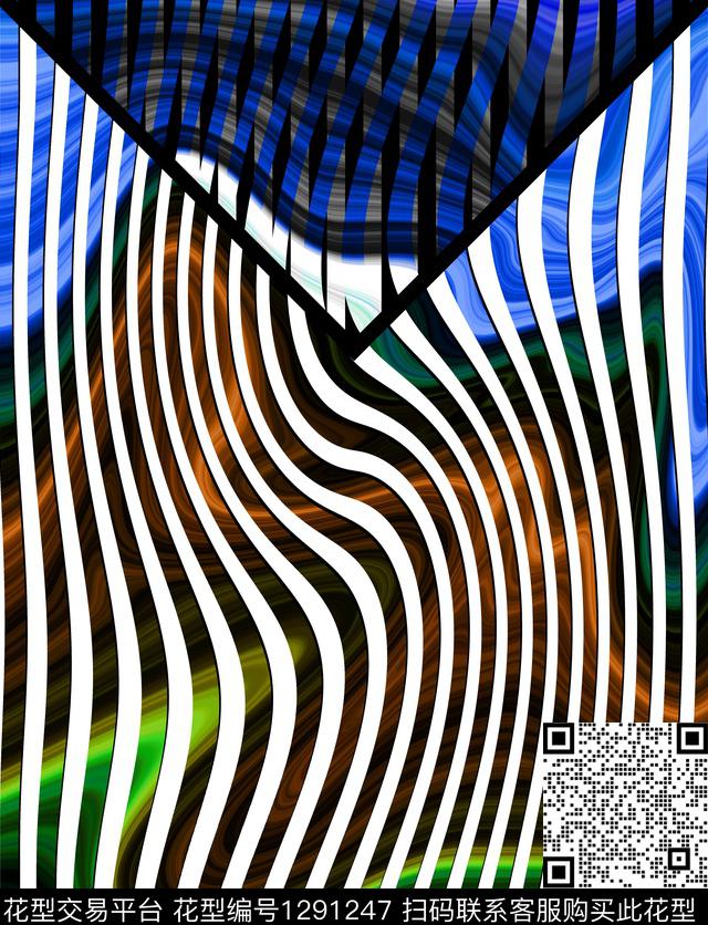 几何线条创意数码印花华亿平台下载（图片编号: 1291247） - 瓦栏（Walan）