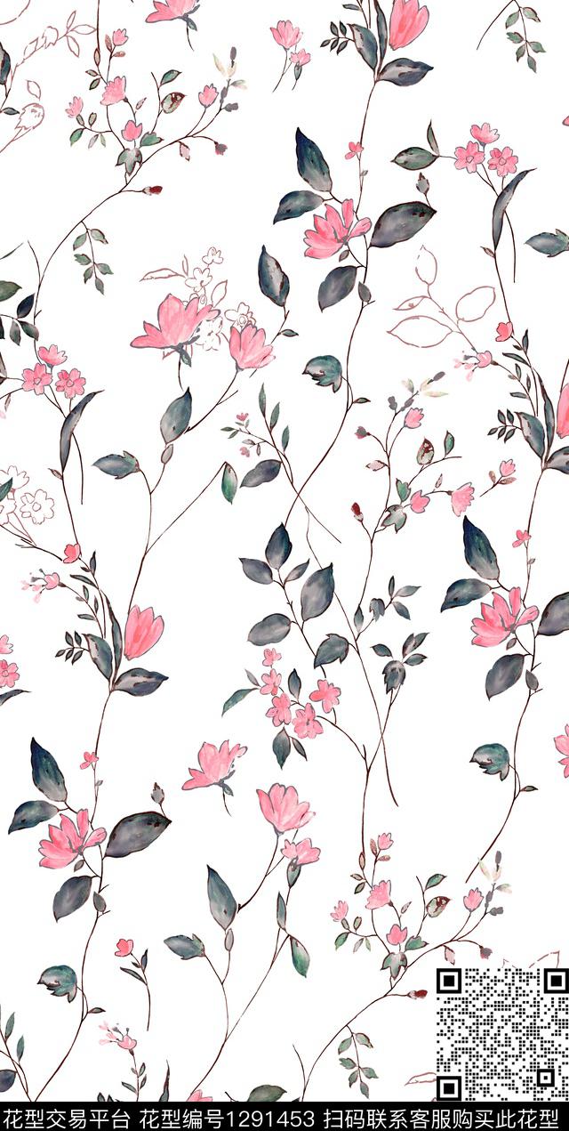 花卉春夏华亿平台小碎花数码印花华亿平台下载（图片编号: 1291453） - 瓦栏（Walan）
