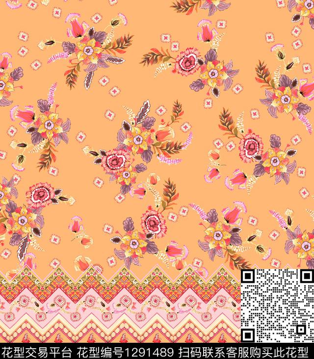 几何花卉休闲数码印花华亿平台下载（图片编号: 1291489） - 瓦栏（Walan）