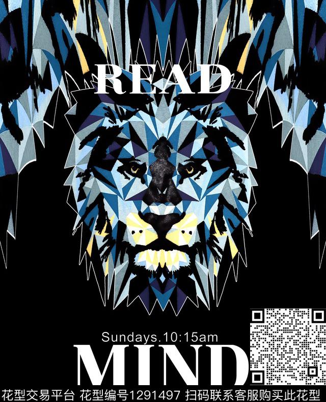 几何欧美动物头数码印花华亿平台下载（图片编号: 1291497） - 瓦栏（Walan）