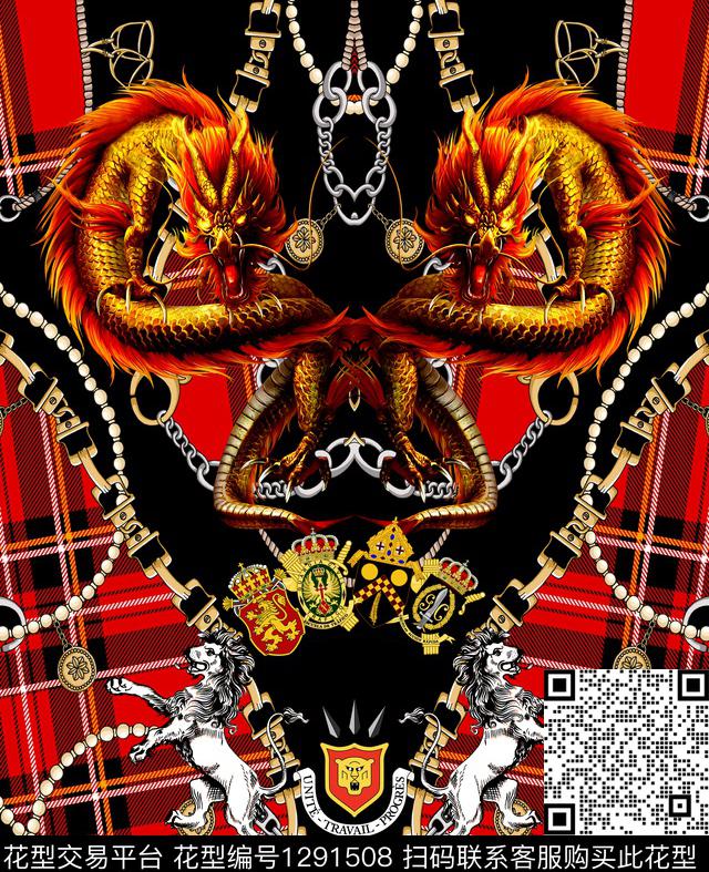 复古定位花龙数码印花华亿平台下载（图片编号: 1291508） - 瓦栏（Walan）