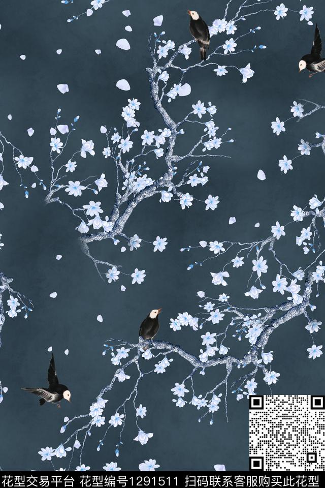 花卉旗袍中国风数码印花华亿平台下载（图片编号: 1291511） - 瓦栏（Walan）