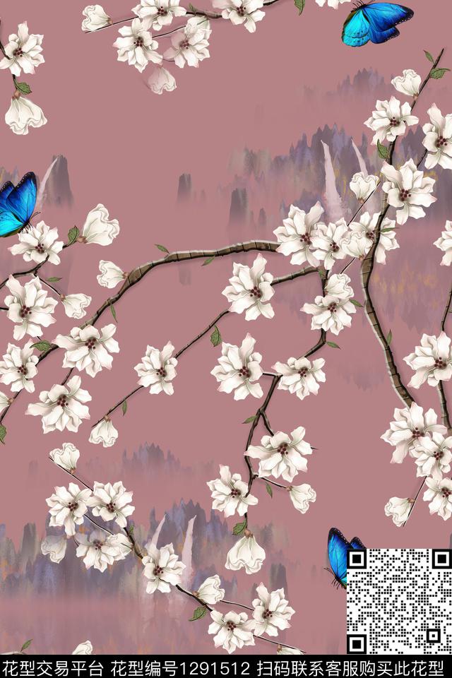 花卉旗袍中国风数码印花华亿平台下载（图片编号: 1291512） - 瓦栏（Walan）