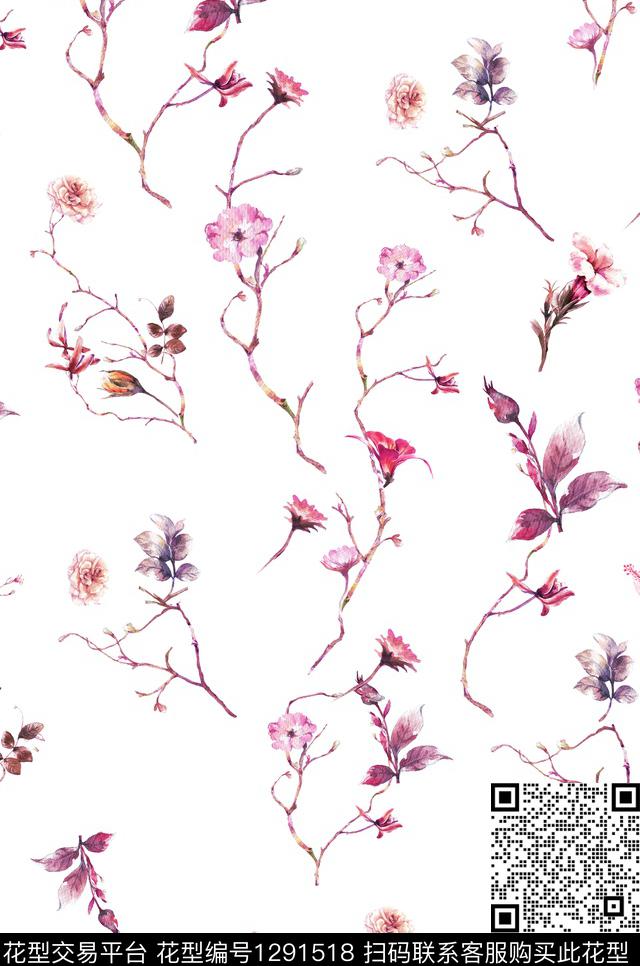 花卉春夏华亿平台小碎花数码印花华亿平台下载（图片编号: 1291518） - 瓦栏（Walan）