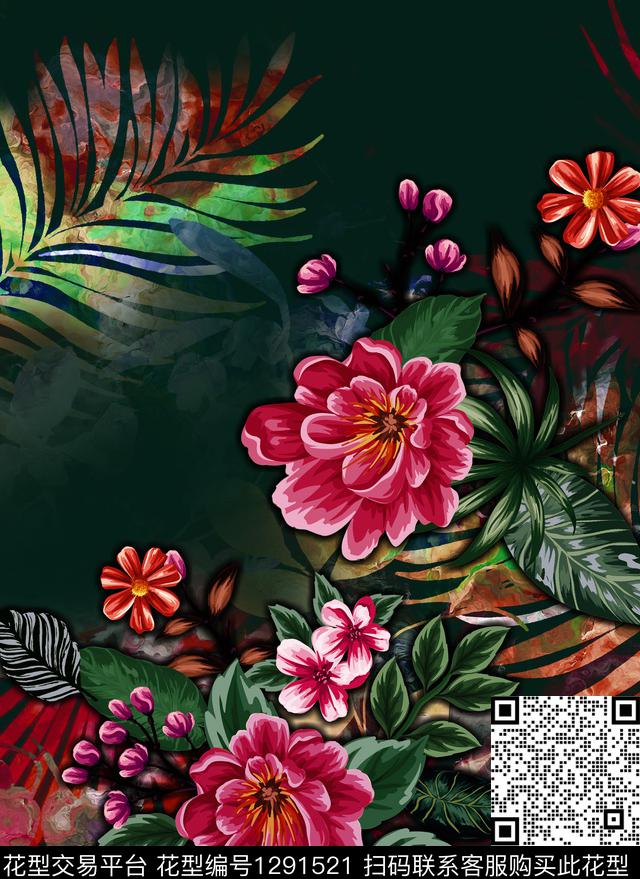 定位花手机真丝数码印花华亿平台下载（图片编号: 1291521） - 瓦栏（Walan）