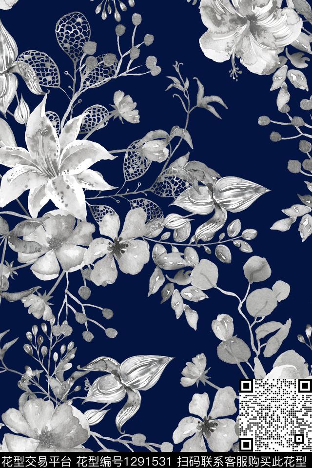 女装花卉大花数码印花华亿平台下载（图片编号: 1291531） - 瓦栏（Walan）