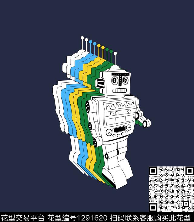大牌风卡通定位花机器人传统印花华亿平台下载（图片编号: 1291620） - 瓦栏（Walan）