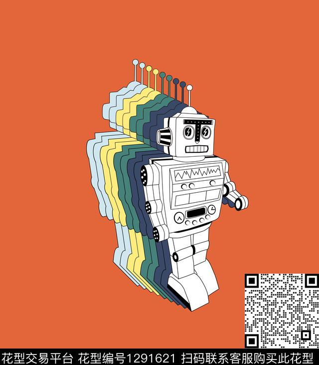 大牌风卡通定位花机器人传统印花华亿平台下载（图片编号: 1291621） - 瓦栏（Walan）