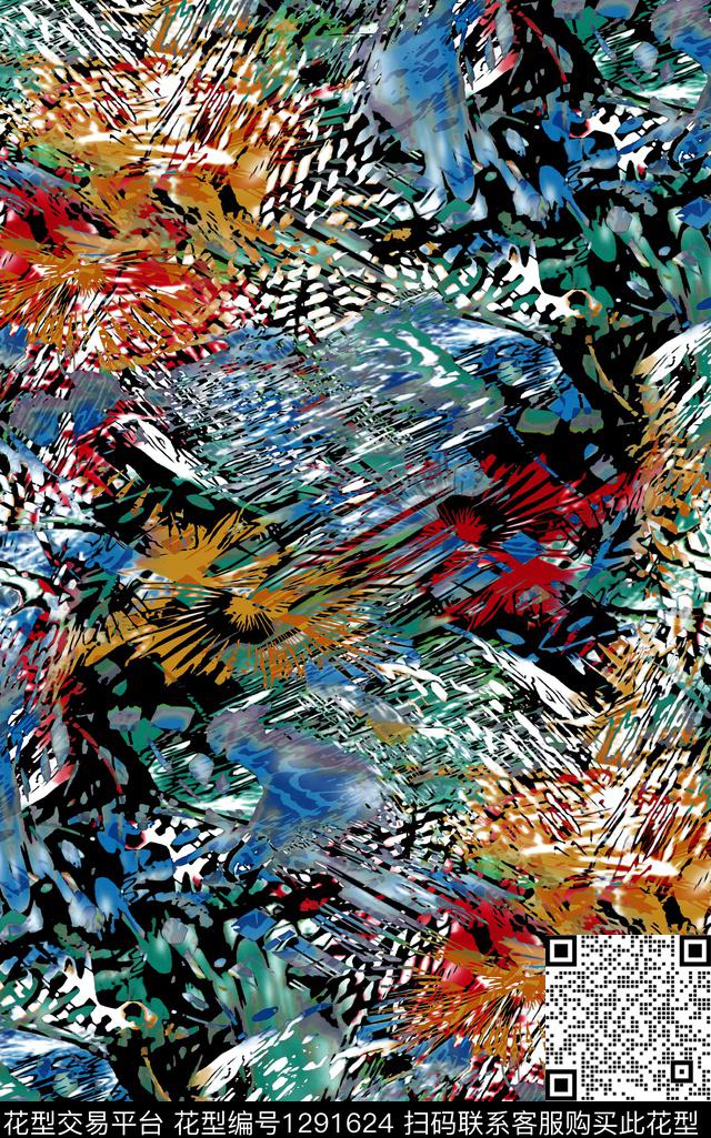 几何抽象中老年数码印花华亿平台下载（图片编号: 1291624） - 瓦栏（Walan）