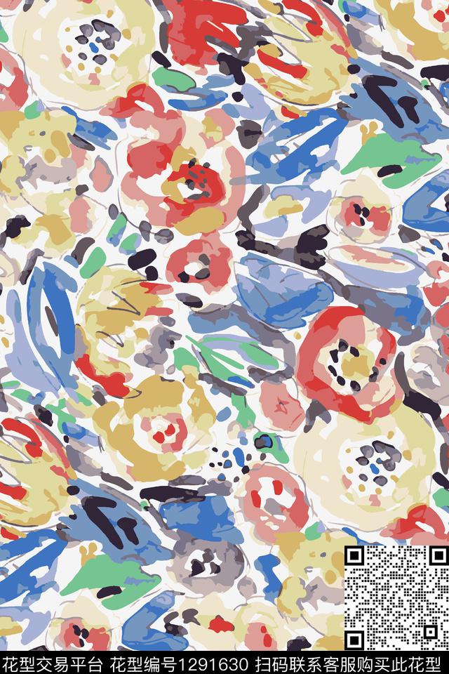 花卉满版散花春夏华亿平台数码印花华亿平台下载（图片编号: 1291630） - 瓦栏（Walan）