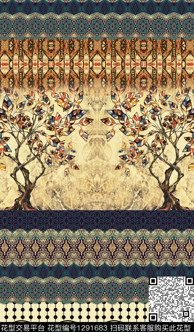 定位花波西米亚花纹数码印花华亿平台下载（图片编号: 1291683） - 瓦栏（Walan）