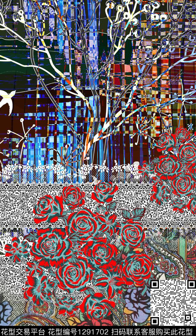 定位花波西米亚花纹数码印花华亿平台下载（图片编号: 1291702） - 瓦栏（Walan）