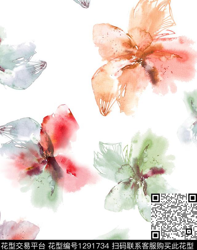 花卉春夏华亿平台大花数码印花华亿平台下载（图片编号: 1291734） - 瓦栏（Walan）