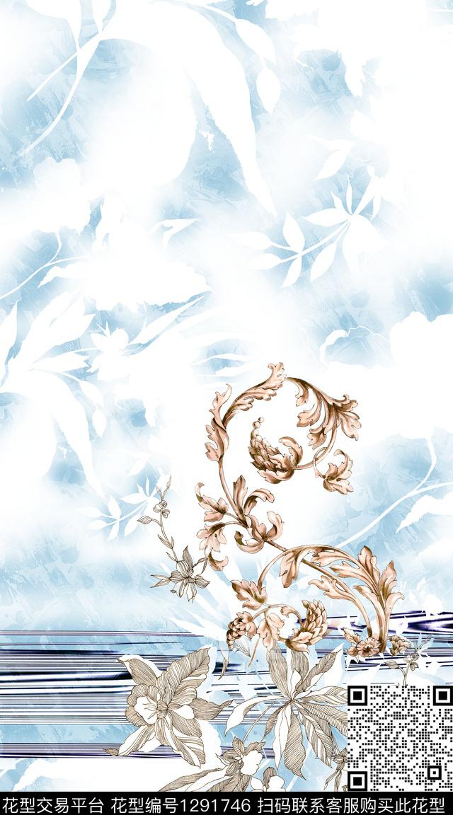 抽象花卉民族花卉创意数码印花华亿平台下载（图片编号: 1291746） - 瓦栏（Walan）