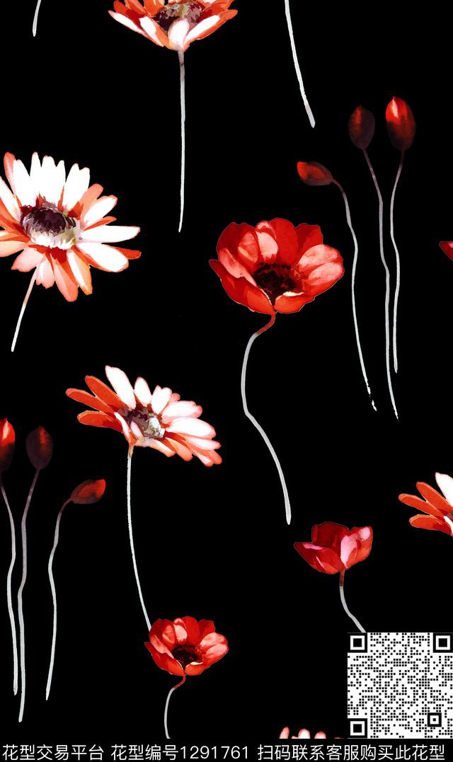 花卉春夏华亿平台大花数码印花华亿平台下载（图片编号: 1291761） - 瓦栏（Walan）