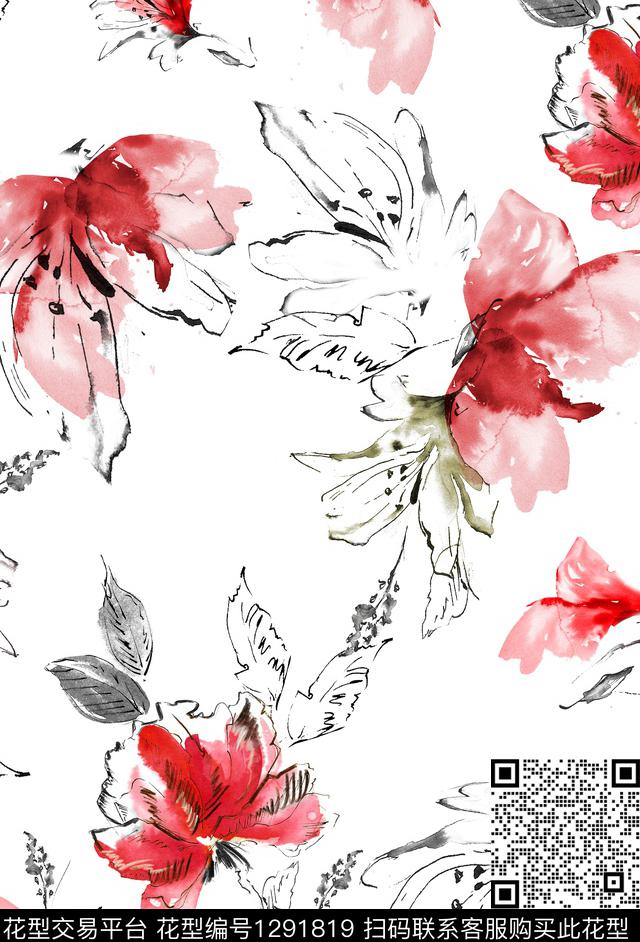 花卉春夏华亿平台大花数码印花华亿平台下载（图片编号: 1291819） - 瓦栏（Walan）