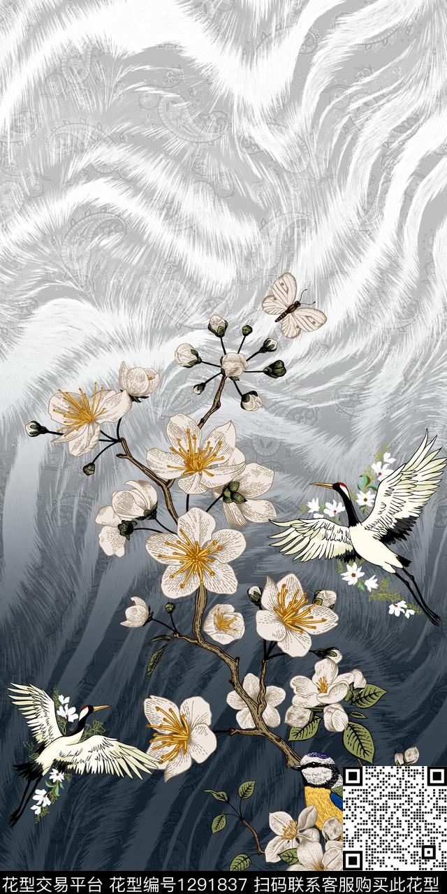 抽象花卉民族花卉创意数码印花华亿平台下载（图片编号: 1291837） - 瓦栏（Walan）