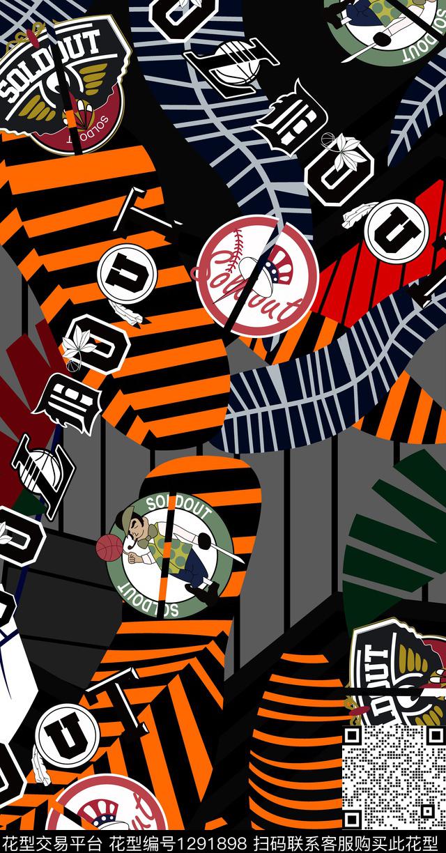 几何欧美线条数码印花华亿平台下载（图片编号: 1291898） - 瓦栏（Walan）