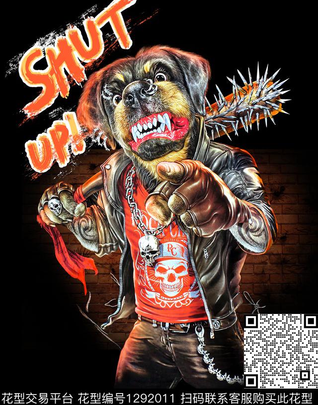 动物大牌风胸前独幅数码印花华亿平台下载（图片编号: 1292011） - 瓦栏（Walan）