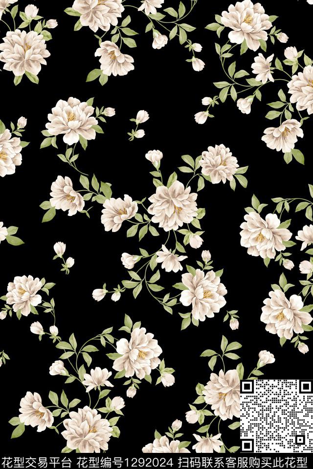 花卉大牌风中国风数码印花华亿平台下载（图片编号: 1292024） - 瓦栏（Walan）