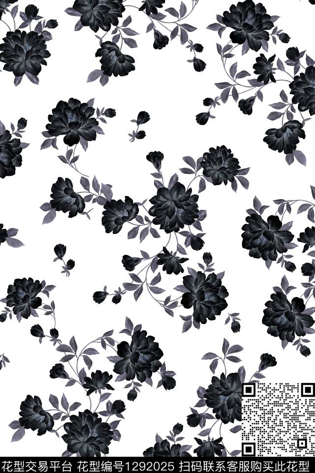 花卉大牌风中国风数码印花华亿平台下载（图片编号: 1292025） - 瓦栏（Walan）