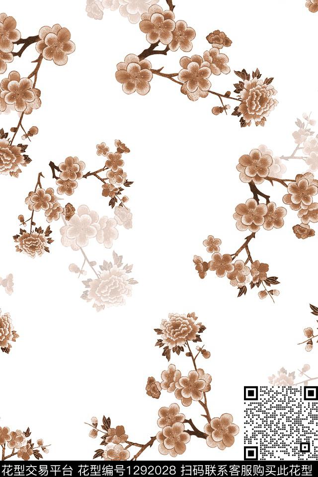 花卉大牌风绣花华亿平台数码印花华亿平台下载（图片编号: 1292028） - 瓦栏（Walan）