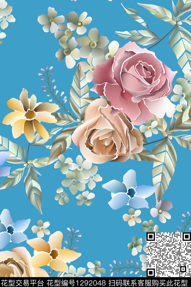 女装花卉春夏华亿平台数码印花华亿平台下载（图片编号: 1292048） - 瓦栏（Walan）