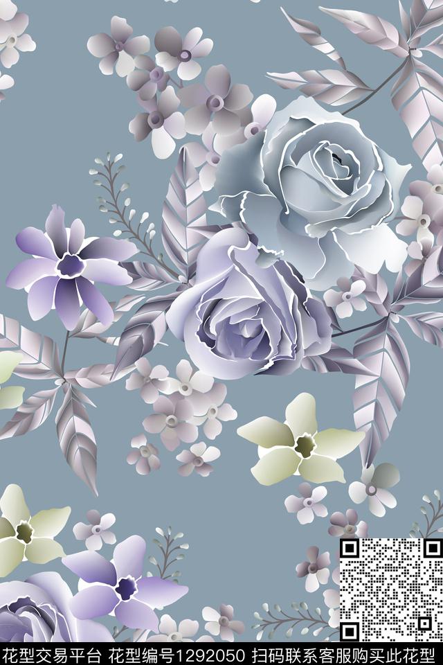 女装花卉春夏华亿平台数码印花华亿平台下载（图片编号: 1292050） - 瓦栏（Walan）