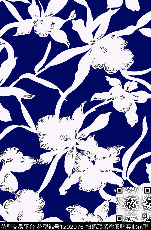 大牌风大花满版散花传统印花华亿平台下载（图片编号: 1292076） - 瓦栏（Walan）