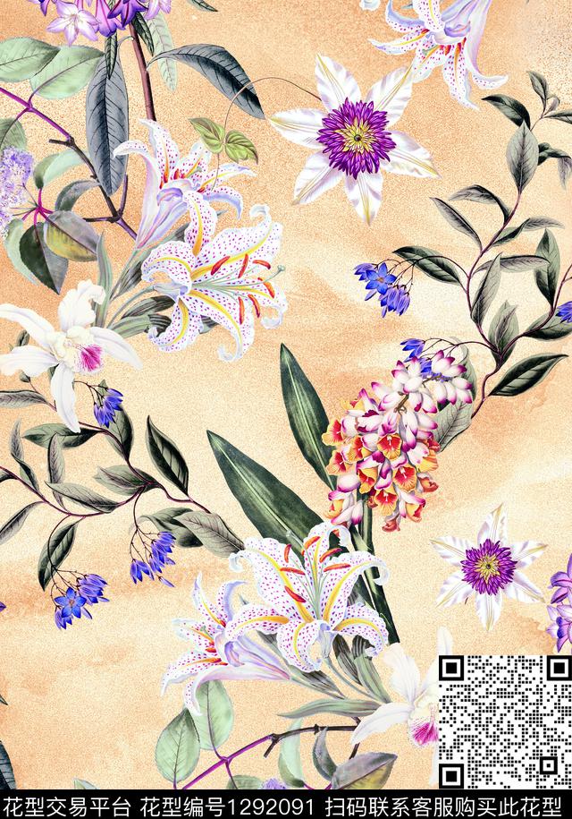 趋势华亿平台女装花卉数码印花华亿平台下载（图片编号: 1292091） - 瓦栏（Walan）