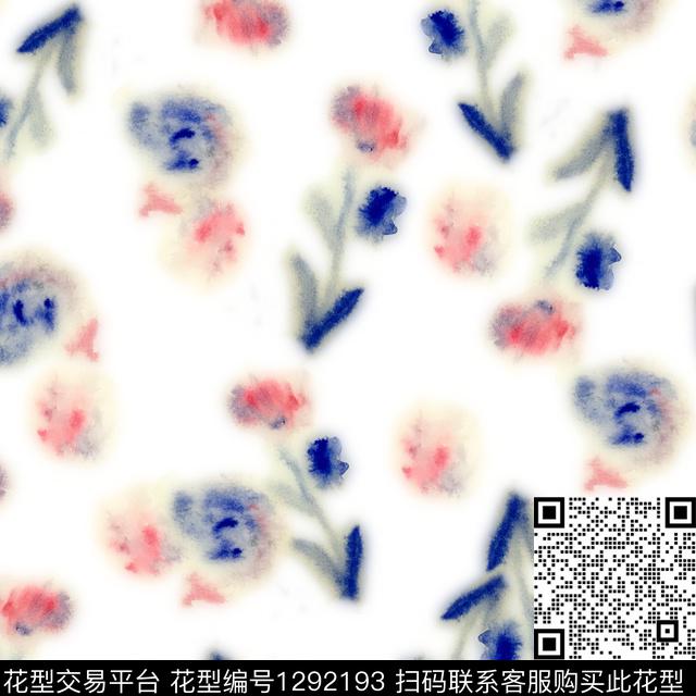 抽象花卉女装水彩花卉数码印花华亿平台下载（图片编号: 1292193） - 瓦栏（Walan）