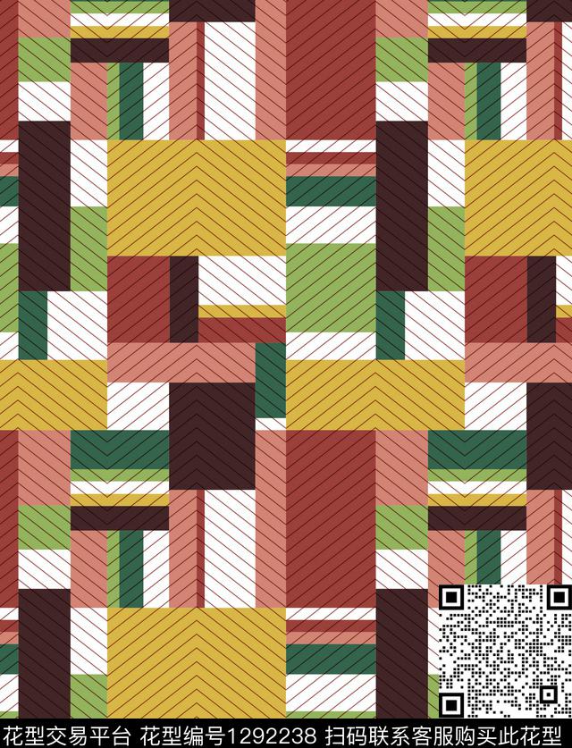 几何撞色抽象传统印花华亿平台下载（图片编号: 1292238） - 瓦栏（Walan）