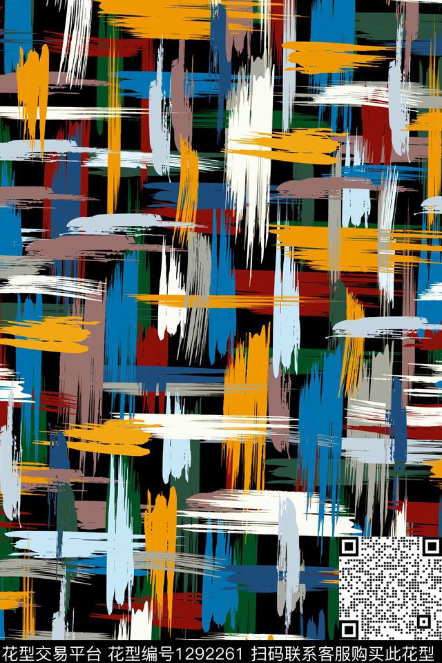笔触几何格子数码印花华亿平台下载（图片编号: 1292261） - 瓦栏（Walan）