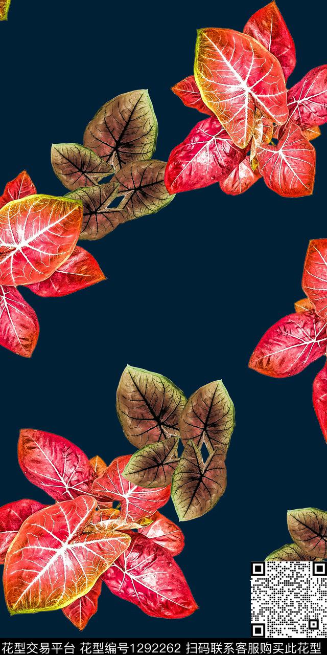 树枝花卉绿植树叶数码印花华亿平台下载（图片编号: 1292262） - 瓦栏（Walan）