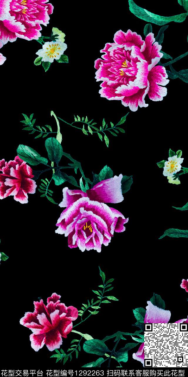 树枝花卉绿植树叶数码印花华亿平台下载（图片编号: 1292263） - 瓦栏（Walan）