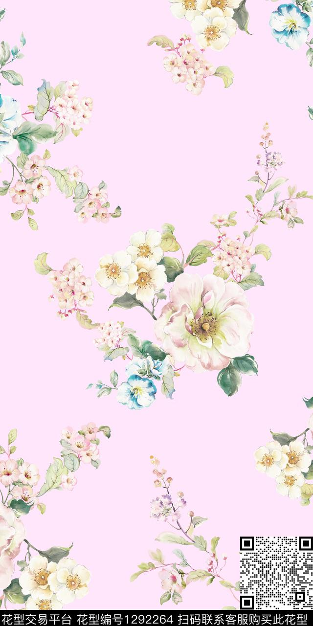 树枝花卉绿植树叶数码印花华亿平台下载（图片编号: 1292264） - 瓦栏（Walan）