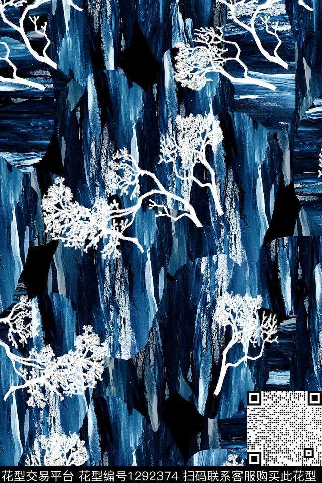 树林数码华亿平台满版散花数码印花华亿平台下载（图片编号: 1292374） - 瓦栏（Walan）