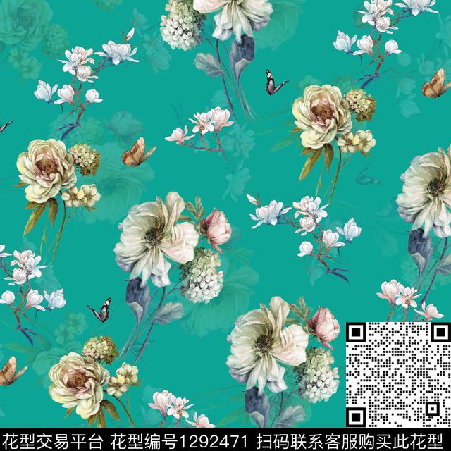 女装花卉蝴蝶香云纱数码印花华亿平台下载（图片编号: 1292471） - 瓦栏（Walan）