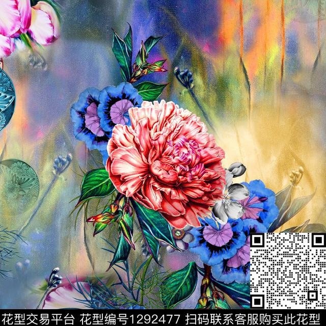 奢华雪纺版画数码印花华亿平台下载（图片编号: 1292477） - 瓦栏（Walan）