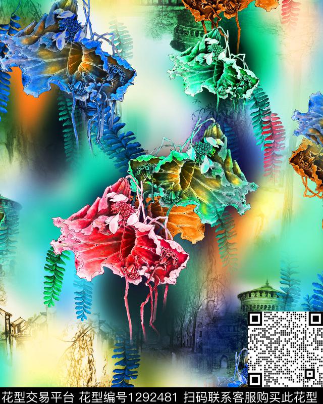 奢华雪纺版画数码印花华亿平台下载（图片编号: 1292481） - 瓦栏（Walan）