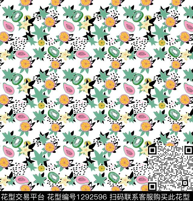 水果满版散花植物传统印花华亿平台下载（图片编号: 1292596） - 瓦栏（Walan）