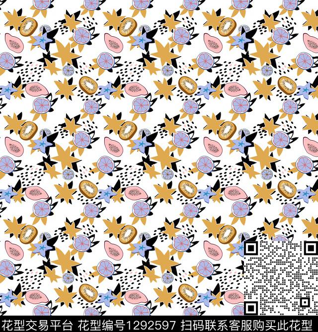 水果满版散花传统印花华亿平台下载（图片编号: 1292597） - 瓦栏（Walan）