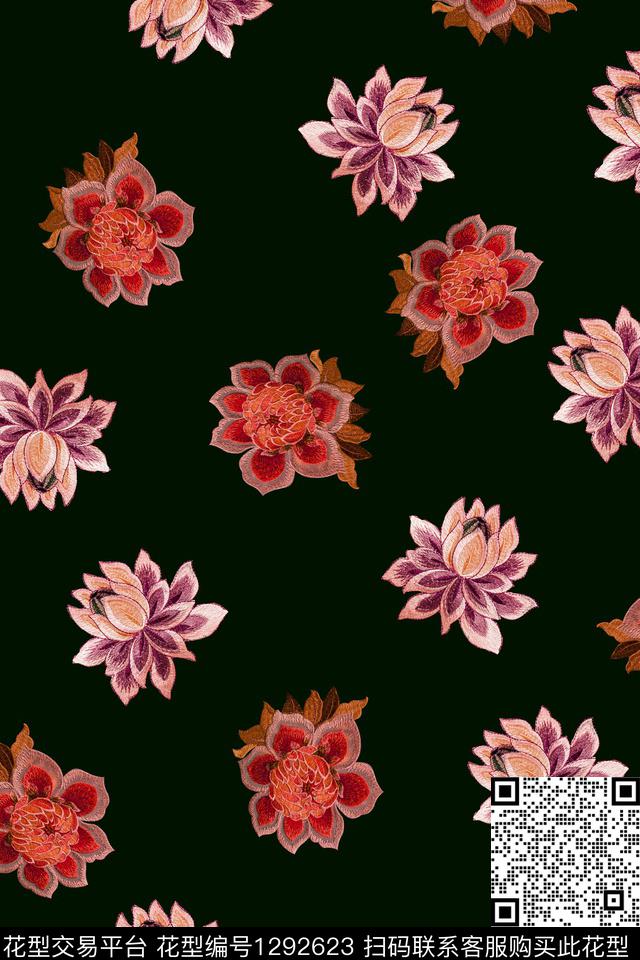 花卉旗袍中老年数码印花华亿平台下载（图片编号: 1292623） - 瓦栏（Walan）