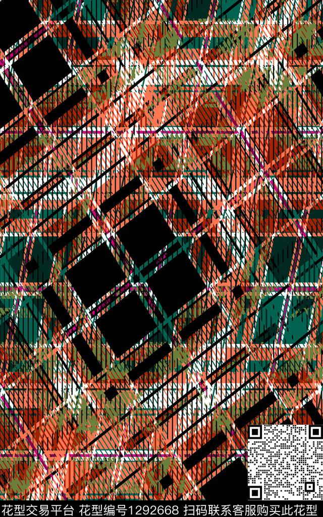 几何格子中老年数码印花华亿平台下载（图片编号: 1292668） - 瓦栏（Walan）