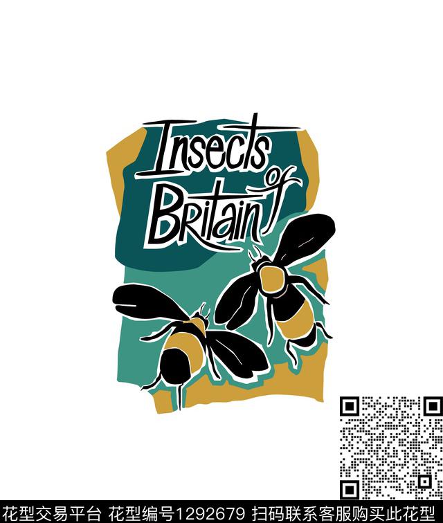 蜜蜂字母几何传统印花华亿平台下载（图片编号: 1292679） - 瓦栏（Walan）