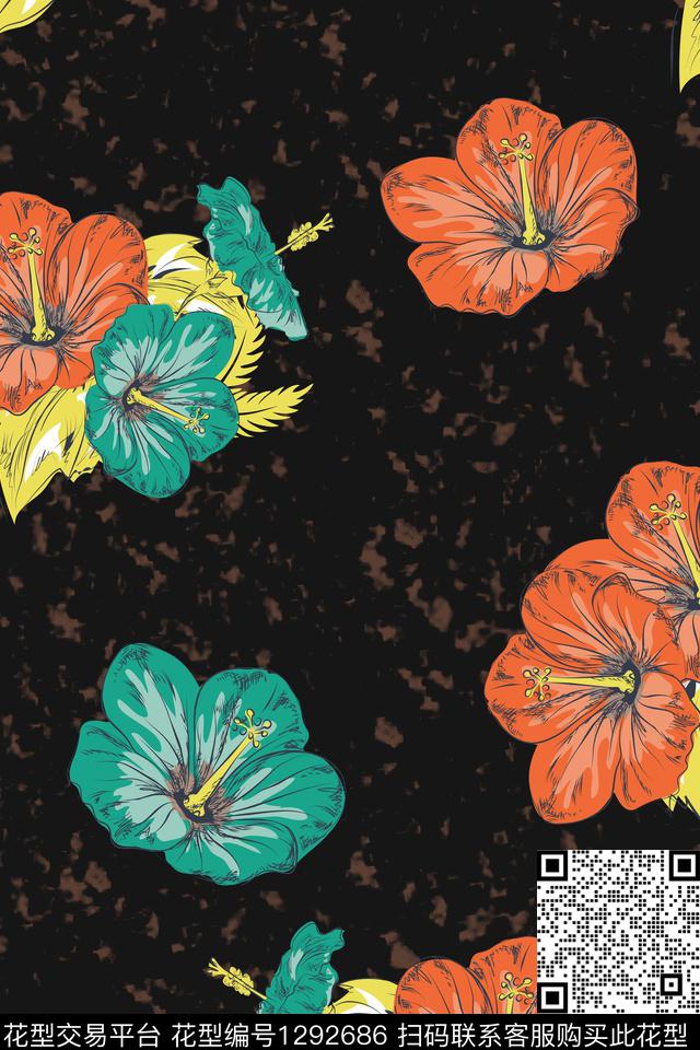 花卉花瓣大牌风数码印花华亿平台下载（图片编号: 1292686） - 瓦栏（Walan）