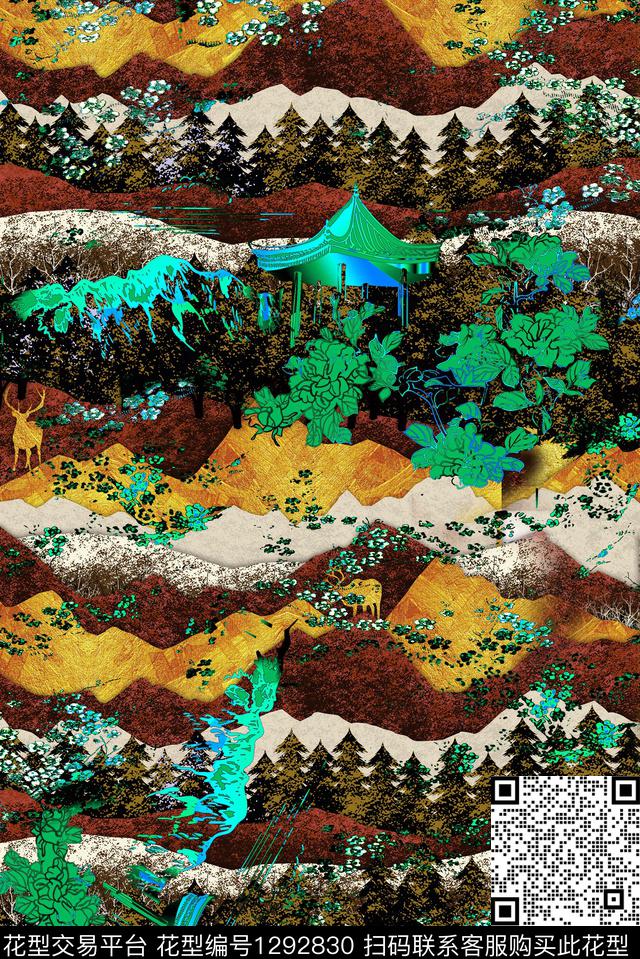 定位花纹理艺术数码印花华亿平台下载（图片编号: 1292830） - 瓦栏（Walan）