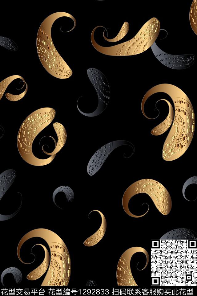 佩斯利纹理抽象数码印花华亿平台下载（图片编号: 1292833） - 瓦栏（Walan）