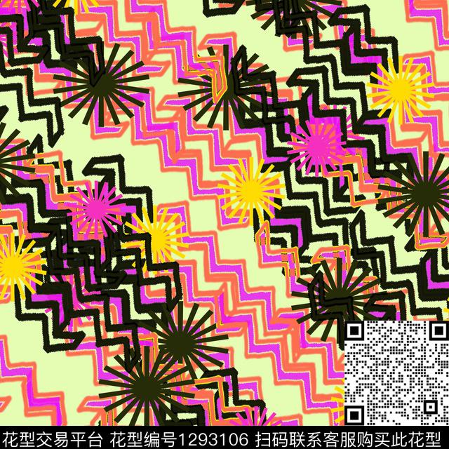 几何抽象条纹数码印花华亿平台下载（图片编号: 1293106） - 瓦栏（Walan）